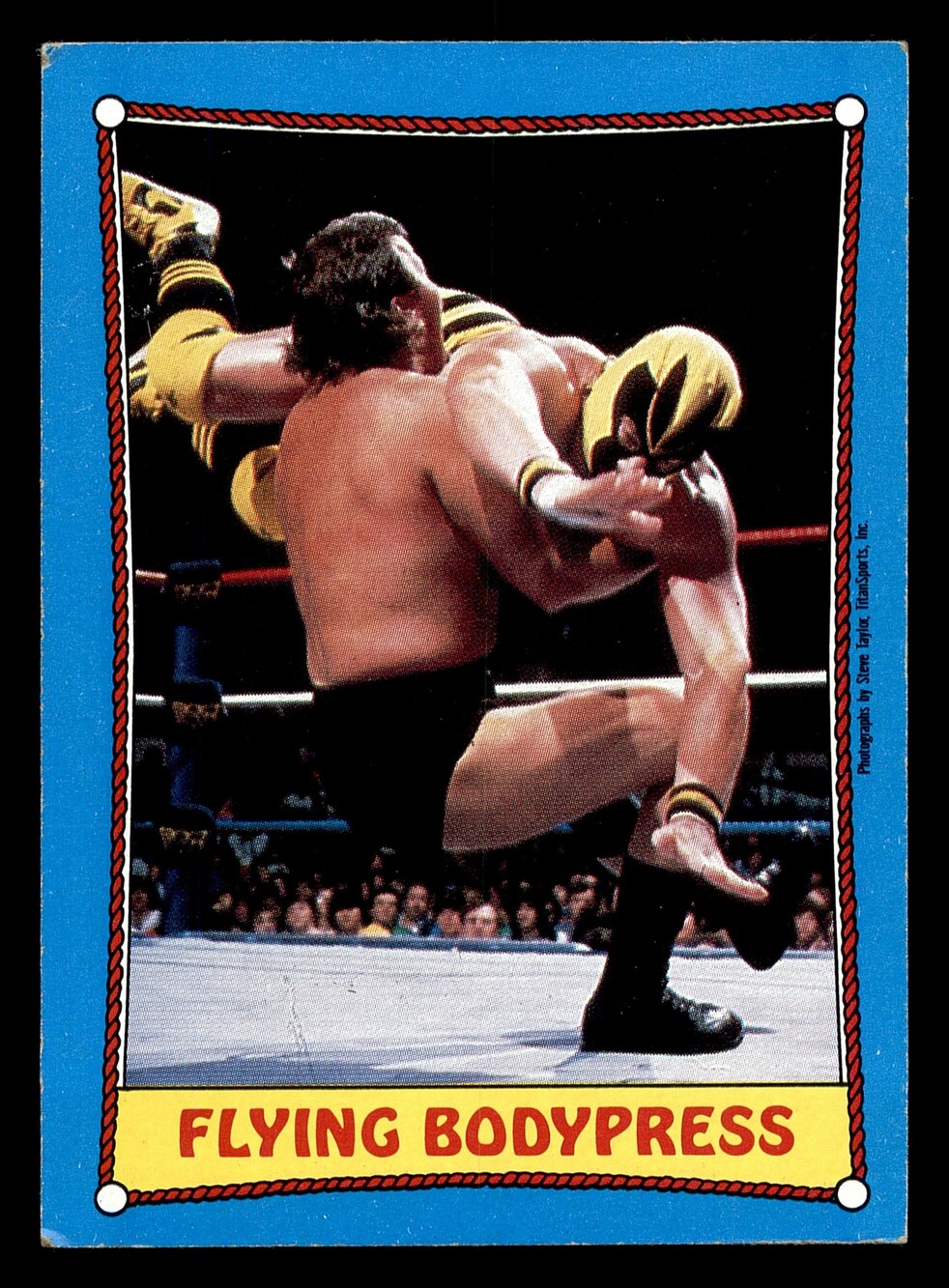 1987 Topps Ringside Action Flying Bodypress Wrestling Card